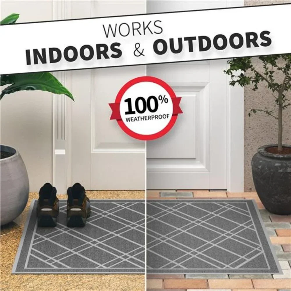 Grey, 42 x 35 - Anti Slip, Durable & Washable, Outdoor & Indoor Door Mat